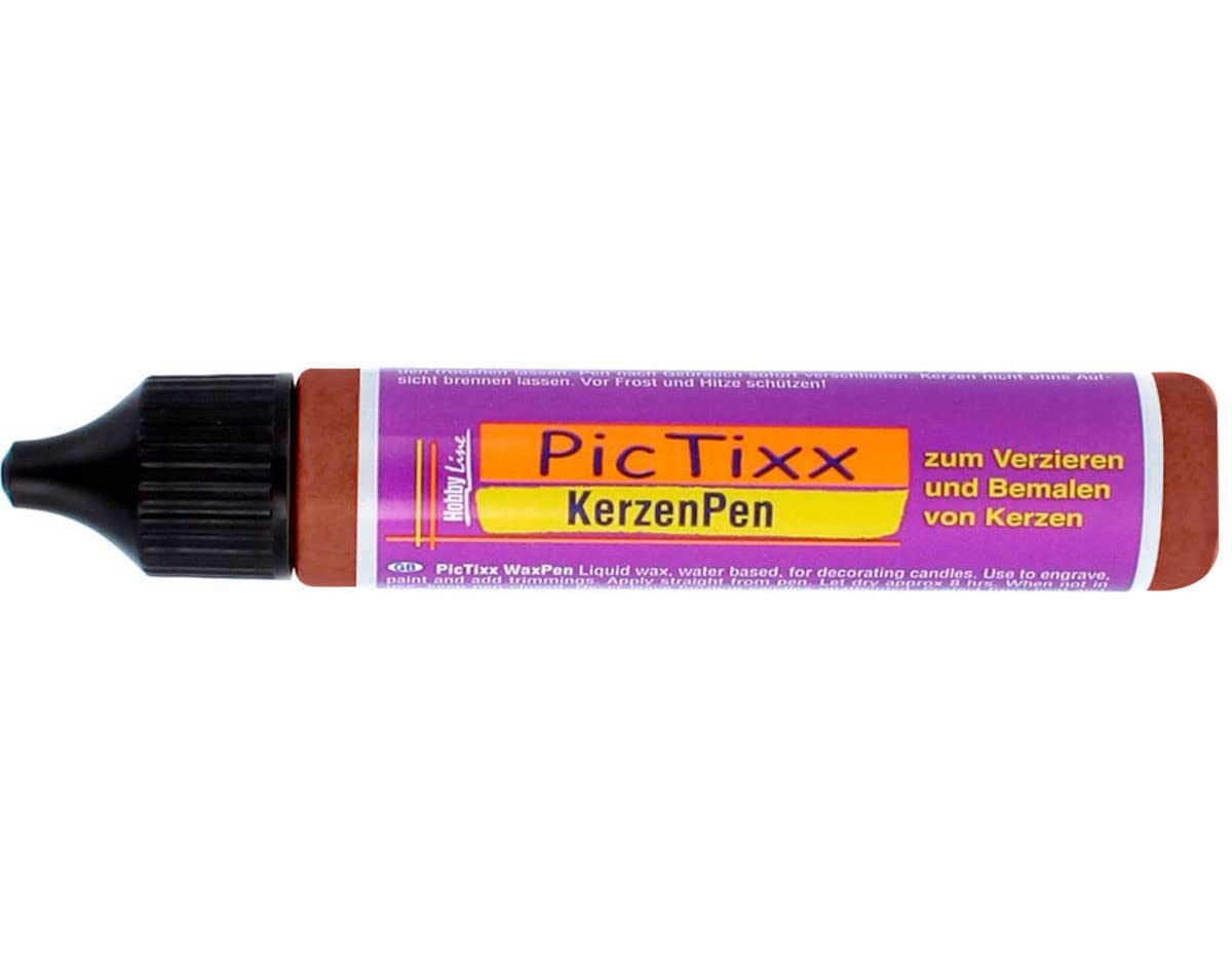 Kreul 49715 - PicTixx Candle Pen, 29 ml in Copper, Liquid Wax Based, for Labelling, Decorating and Painting Candles, with Fine Painting Tip