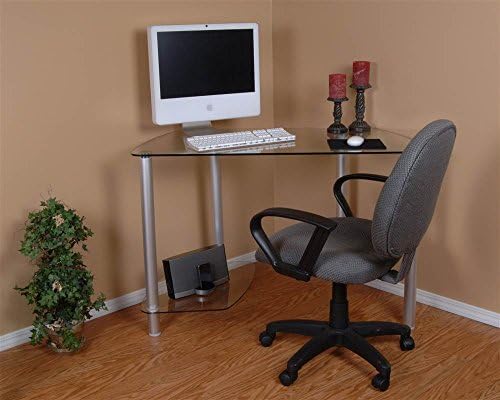 Tier One Designs Clear Glass Computer Desk with Tower Stand