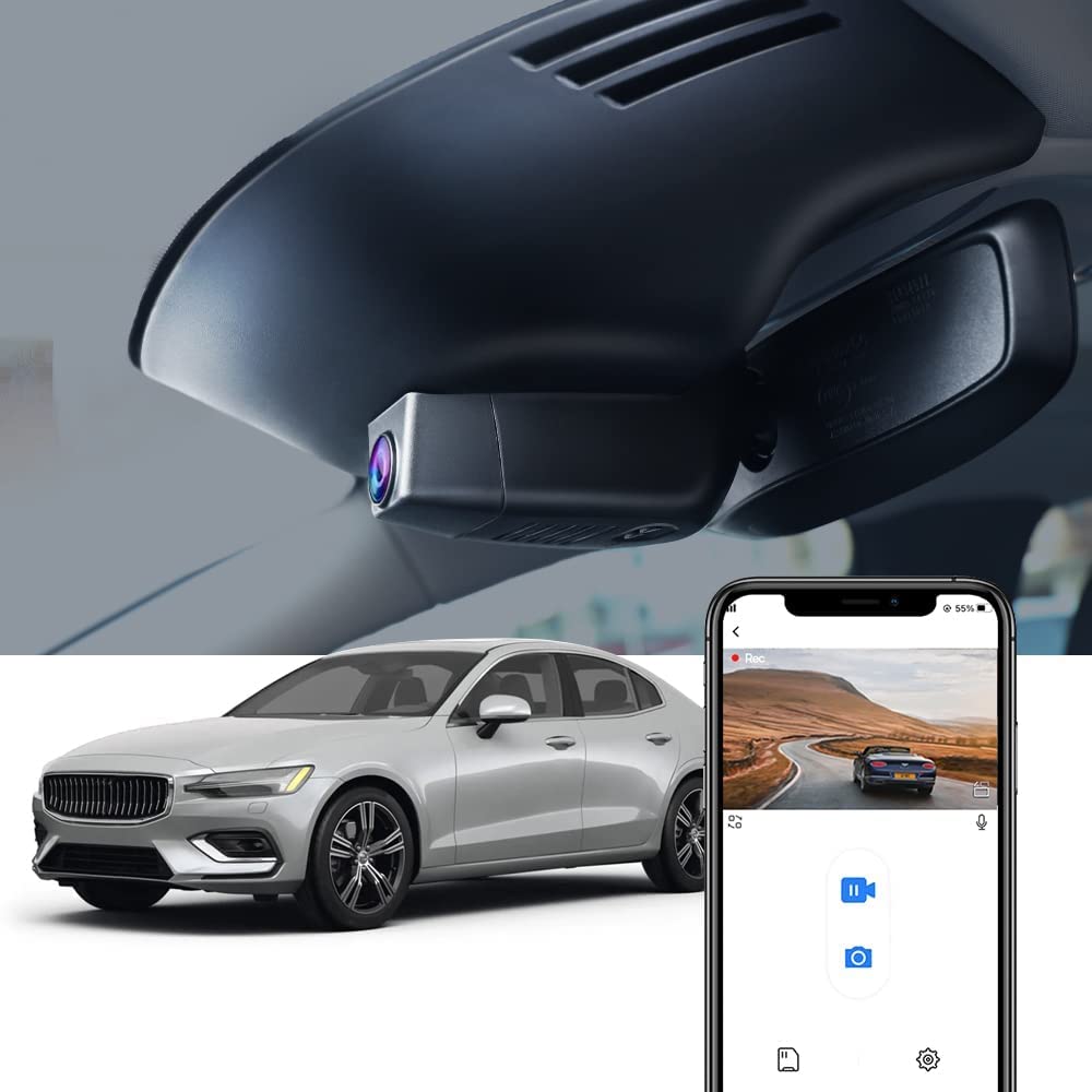 FITCAMX Dash Cam Suitable for Volvo S60 V60 2022 2021 2020 2019 T5 T6 T8, 4K Car Camera, 2160P UHD Video WiFi, OEM Style Volvo Accessories, G-Sensor, Night Vision, Easy to Install, 64GB Card