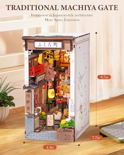 Rolife Book Nook Kit Sakura Wine Alley, Japanese Izakaya DIY Miniature House for Adults, Immersive Booknook & Bookshelf Decor, 3D Puzzle Stress Relief Craft Gift (Glue-Free Design)