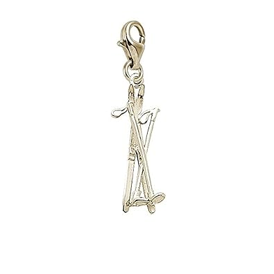  10k Yellow Gold Cross Country Skis Charm With