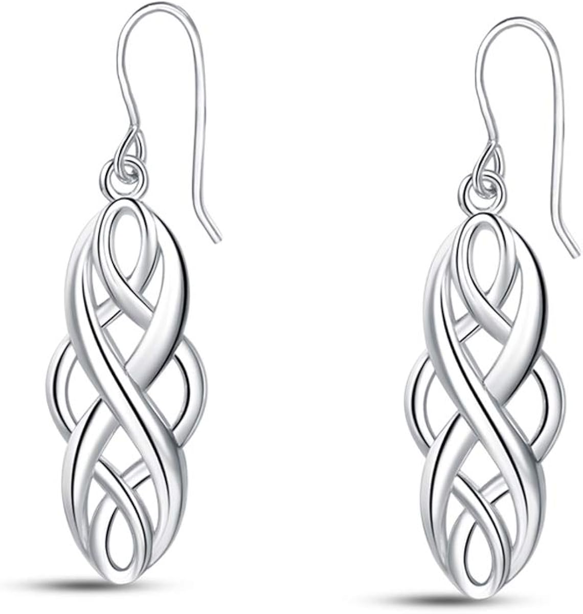 HN Irish Celtic Knot Sterling Silver Dangle Drop Earrings