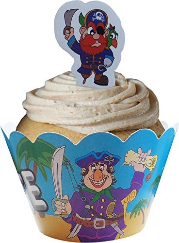 Pirates Cupcake Wraps and Toppers (12 Wraps & 12 Toppers Supplied)