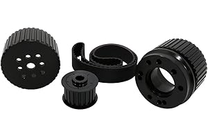 Assault Racing Products 2252KIT-BK Small Block Chevy Black Billet Aluminum Gilmer Belt Drive Pulley Kit Long Water Pump SBC 305 350