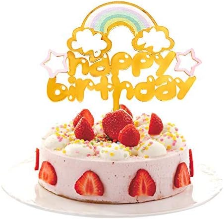 Pop the Party Rainbow Unicorn Birthday Cake Cupcake Topper for Girls Unicorn Happy Birthday Party Decorations Favors