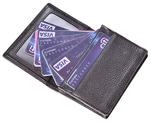 Outrip Genuine Leather Buesiness Card Holder Name Card Case Credit Card Wallet with ID Window RFID Blocking (Coffee) - Thumbnail 7