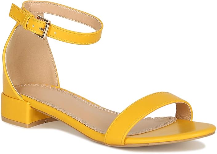 yellow low block heel sandals