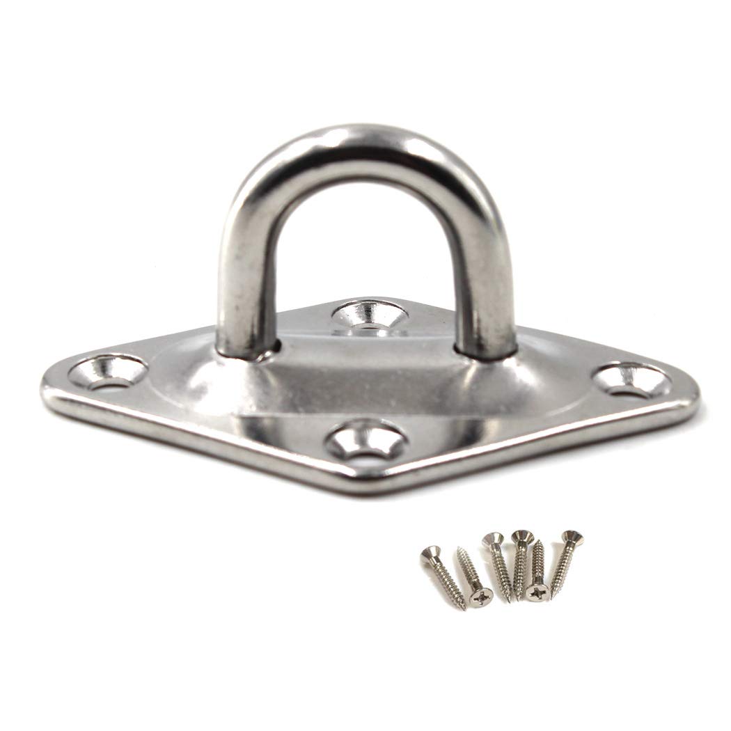 Flomore M12 Ceiling Hook Pad Eye Plate 304 Stainless Steel Wall Mount Hook Heavy Duty for Hanging (Pack of 1,Screws Included)