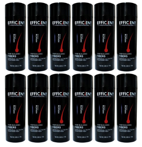 UPC 730699147808, 12 of EFFICIENT Keratin Hair Building Fibers, Hair Loss Concealer Net Wt. 28gm / 0.98 oz per bottle (1 YEAR SUPPLY) (Dark Brown)