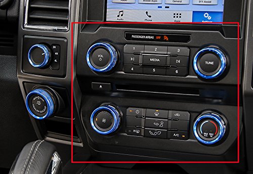 Aluminum Alloy Car Inner side Air Conditioner Switch Knob Ring Cover Trim For Ford F150 XLT 2016 2017 2018 (Blue) - Thumbnail 7