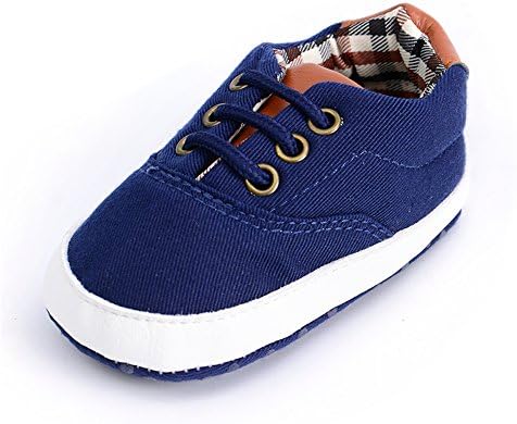 HEOPER Baby Boys Girls Canvas Toddler Sneaker Anti-Slip First Walkers Candy Shoes 0-24 Months Dark blue-11cm