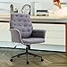 HOMCOM Modern Tufted Home Dining Room Computer Chair with Arms - Grey