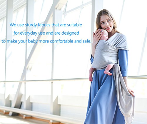 Baby Wrap Carrier - Lightweight Stretchy Breathable Baby Wraps With Bibs And Teethers - Baby Sling - Infant Carrier-Baby Shower Gift (Gray white)