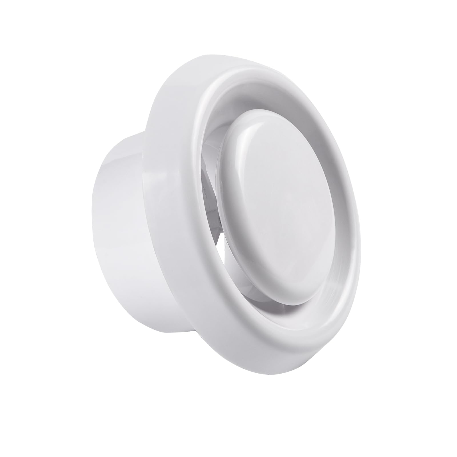 Plastic Round Ceiling Vent, 150mm - 6 inch Air Vent Cover Ceiling Ventilation Cover with Adjustable Valve and Retaining Ring for Bathroom Kitchen Toilet Office