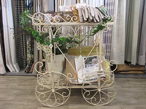 フラワーワゴン 白いアイアン ディスプレイワゴン 展示台 店舗什器 キッチンワゴン 花屋 雑貨屋 Upstartmerch