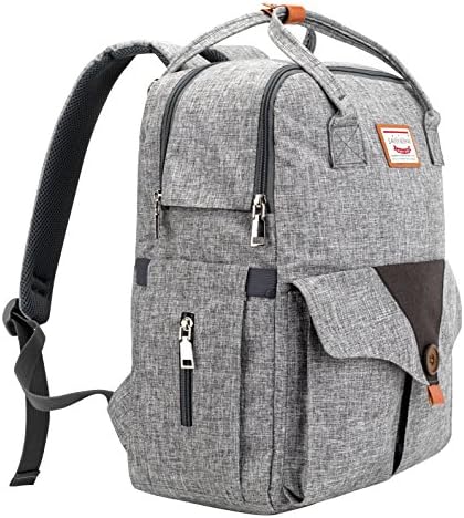 Savvy Nomad Diaper Bag Backpack with Stroller Straps &amp; Changing Pad,Multi-Function Waterproof Baby Travel Nappy Bags for Mom &amp; Dad - Large Capacity, Durable and Stylish，Gray