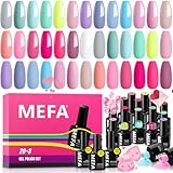 MEFA Gel Nail Polish Set, 23 Pcs Pastel Hot Pink