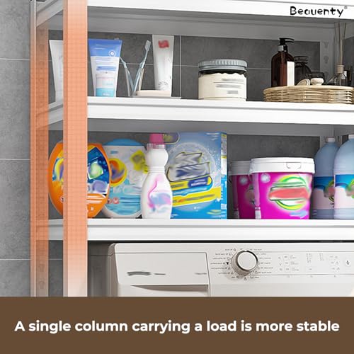 Beauenty 4-Tier Over Washing Machine Rack, Over Flip-top & Drum Washing Machine Dryer Storage Shelf, Adjustable Shelving Units Space Saver, Heavy Duty Balcony Organizer Rack (27.6"*15.8"*72") (White)