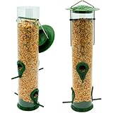 Sorbus Bird Feeder - Classic Tube Hanging Feeders for Finches Bird Seed and More, Weatherproof, Premium Hard Plastic with Metal Hanger, Great for Attracting Birds Outdoors, Backyard, Garden (2 Pack)