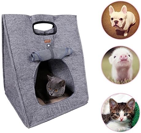 Pet Cat Carrier Soft Sided Travel Bag Carrier For Cat Puppy Kitten Cave Bed 3 In 1 Multifunctional Folding For Storage Protable Pet Travel Carrier (Grey)