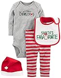 Simple Joys by Carter's Baby 4-Piece My First Christmas Set, Grey Santa, 0-3 Months