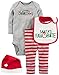 Simple Joys by Carter's Baby 4-Piece My First Christmas Set, Grey Santa, 0-3 Months