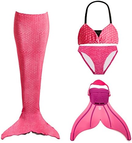 Tendol 3 PC Mermaid tail for swimming and Christmas costume includes the NEW Tendol mermaid MONO FIN (Pink, Medium)