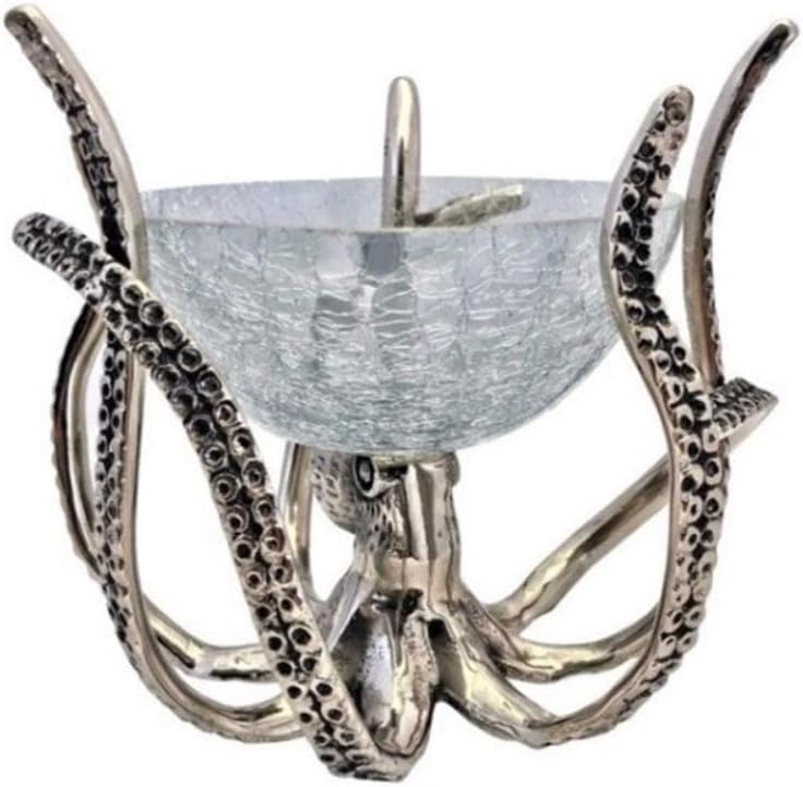 Culinary Concepts Mini Octopus Stand & Crackle Glass Bowl