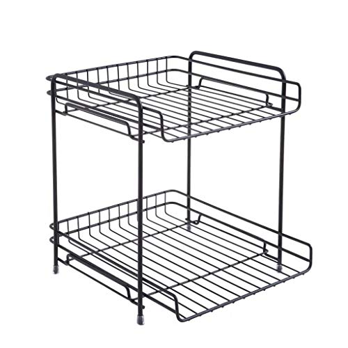 Tmpty Desk Magazine File Folder Holder,Desktop Organiser Shelf,2 Layer Bookshelf,Black Stand 30×29.5×25cm