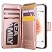 ULAK iPhone SE Case, iPhone 5S Case, iPhone 5s/5/SE Wallet Case, Fashion PU Leather Magnet Wallet Flip Case Cover with Built-in Credit Card/ID Card Slots for 5 5s SE,Minimal Stripe Rose Gold