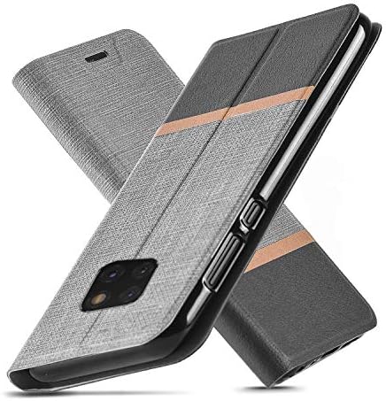 AModern Huawei Mate 20 Pro Case,Ultra Slim fit, Kickstand, Card Slot, TPU Bumper, Anti-Scratch, Flip Leather PU Wallet Case for Huawei Mate 20 Pro (Gray)