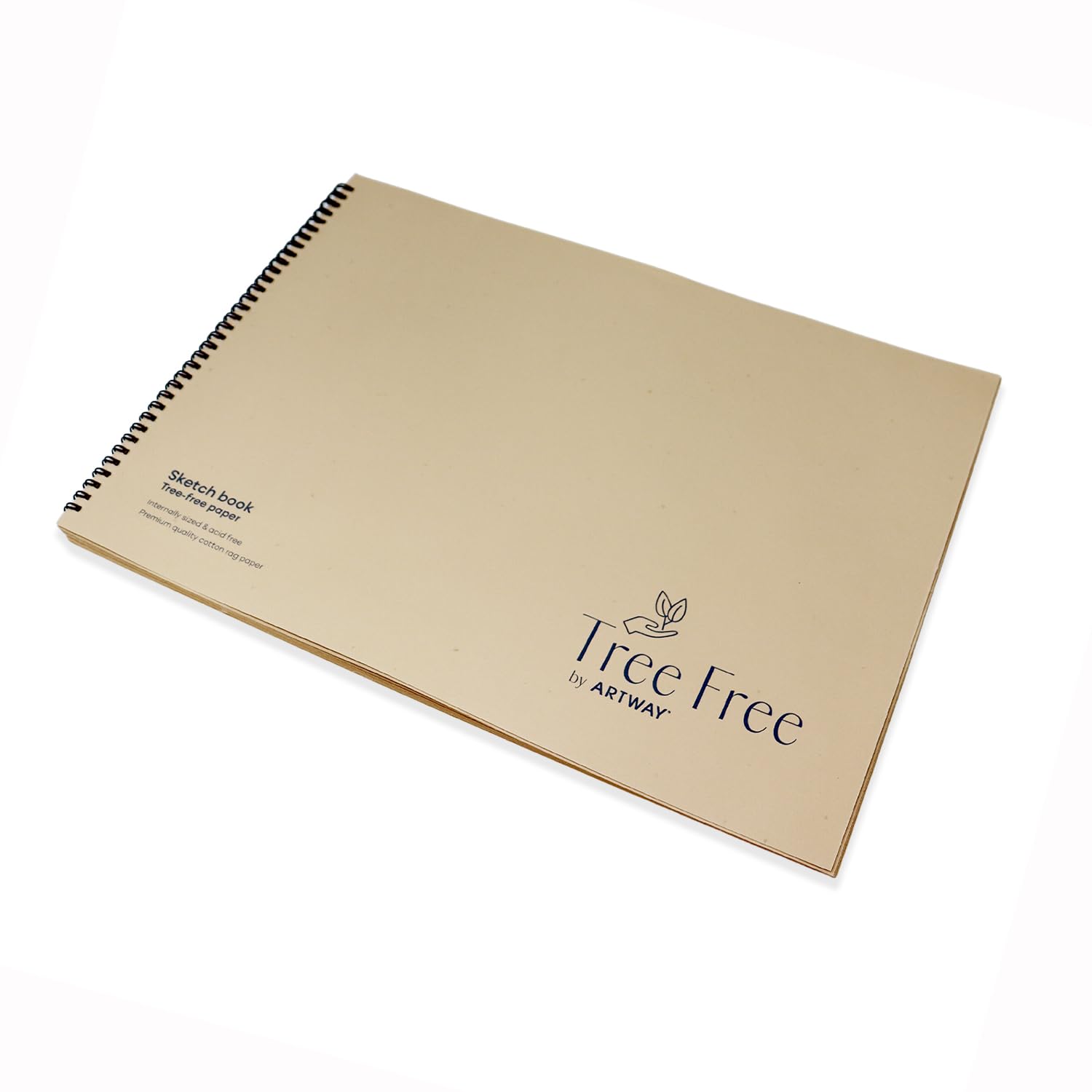 Artway Tree Free – Spiral Bound A3 Cotton Rag Paper Sketchbook - Beige – 40 Sides/20 Pages of 250gsm 100% Cotton Rag Paper – 100% Recycled Tree Free Sketchbook