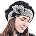 F&N STORY Lady French Beret Wool Beret Chic Beanie Winter Hat Jf-br034 (BR022-Black Angora)