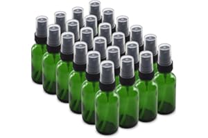 The Bottle Depot - 24 Pack - 1 oz Glass Spray Bottle - Green - 20-400 Neck Finish - Boston Round Bottles - UV Rays Protection