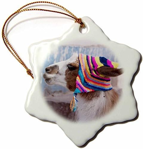 87024_1 Peru, llama in a Village SA17 JRI0005 Jutta Riegel Snowflake Porcelain Ornament, 3-Inch