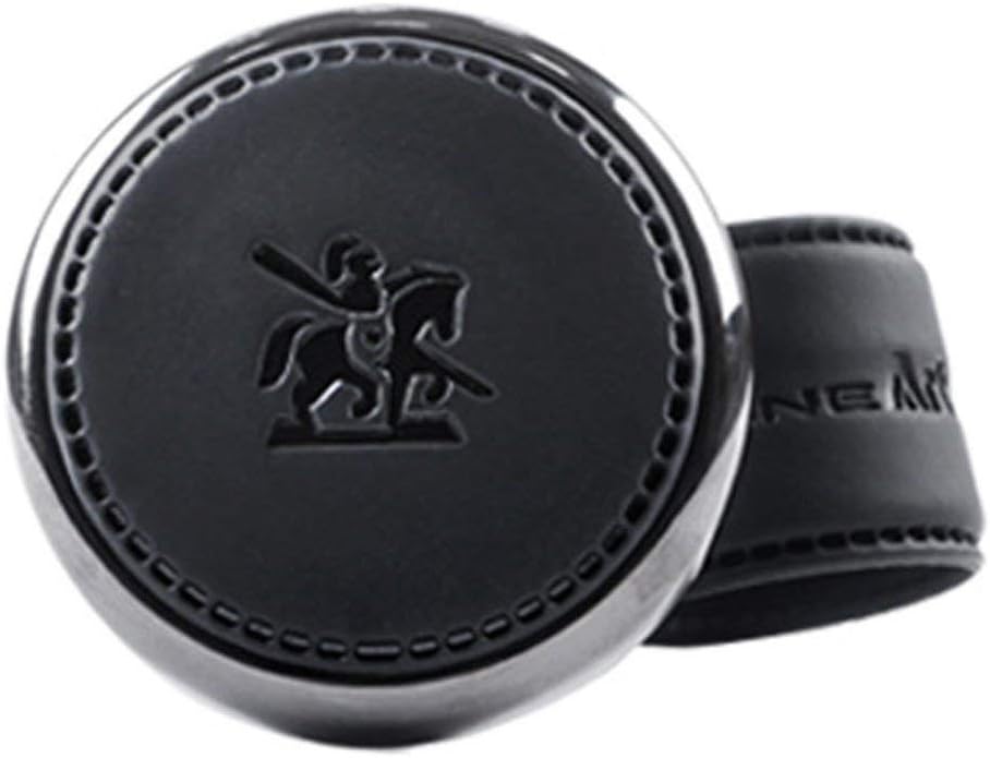 Hard Eight Blacksuit Handmade Leather Hook Power Handle Steering Wheel Spinner Knob(Made In Korea) (Matt Black) for Elite i20