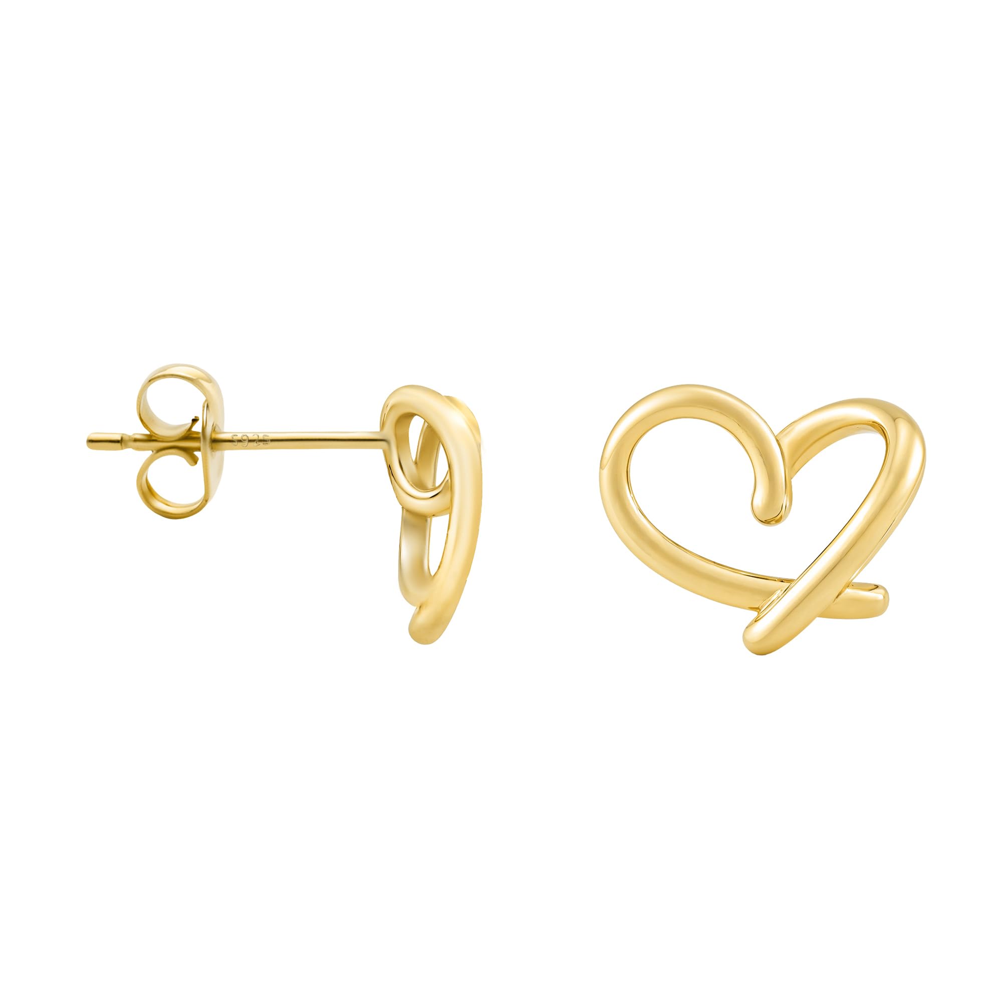 SOFIA MILANI - Women's Earrings 925 Silver - Gold Plated - Heart Stud Earrings - 20642