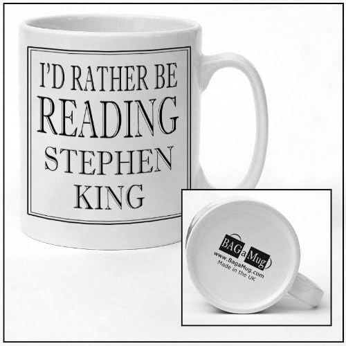 Rather be Reading Stephen King New Quick and Easy Personalised Office Vintage Style Ceramic Tea and Coffee Mug