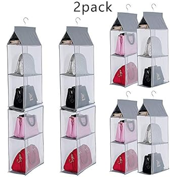 KEEPJOY Detachable Hanging Handbag Organizer Purse Bag Collection Storage Holder Wardrobe Closet Space Saving Organizers System (Pack of 2 Grey)