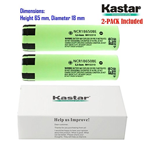 Kastar 2pcs 18650BE Panasonic NCR18650BE 3.7V 3200mAh Rechargeable Li-ion Batteries