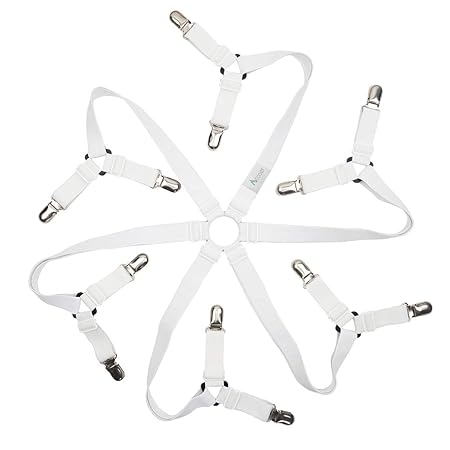 Acoser Betttuchspanner,Spannbetttuch Halter,6 Seiten Dreieck,Lange Einstellbar Kreuz und quer Bettwäsche, Fit für alle Bettwä