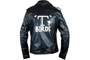 Leather Verse Men's T-Birds Patch Leather Jacket John Travolta Grease Danny Zuko 2XS-4XL