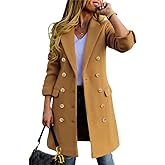 IDEALSANXUN Womens Fall Winter Wool Coats Double Breasted Midi Peacoat Trench Coats