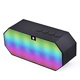 Bluetooth Speakers,Ecandy Portable Wireless Stereo Speaker with LED Lights for iPhone 6s,6s Plus,5s,Samsung Galaxy S6 Edge,HTC M9,Tablets and More (Black)