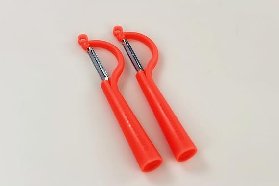 TUPPERWARE Schäler Schälfix neon orange (2) Sparschäler Profischäle Flachschliff P 23029