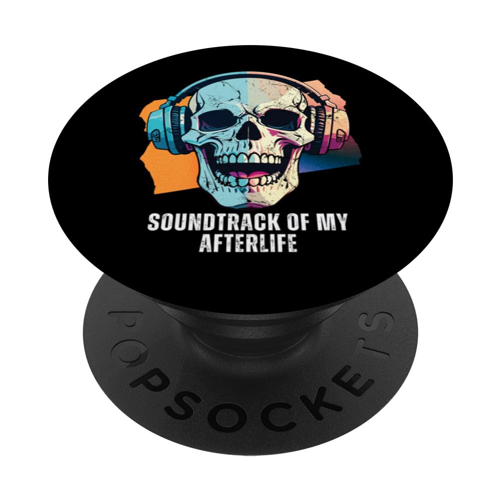 Soundtrack of My Afterlife Skull with Headphones PopSockets Swappable PopGrip