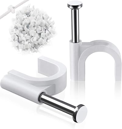Elezenioc Round Cable Clips 6mm 100Pcs Wall Nail Clips White