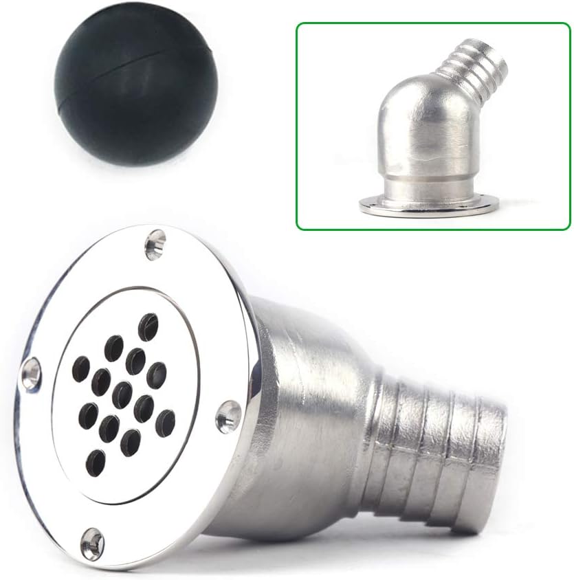 FlyHero 1PCS Boat Deck Drain Scupper w/80MM Ball for Hose