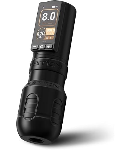 Ambition Ninja Max 280 Machine à Tatouer Sans Fil - Machine Tatouage Rotative Stylo, 7 Courses Réglables (2.4-4.5mm), Couple 280 G.cm Moteur Brushless, Double Batterie 2400mAh, Poignées 54mm & 32mm