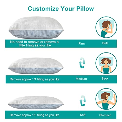 Bravbowerry Cooling Shredded Memory Foam Pillow 2 Packs Cooling Bed